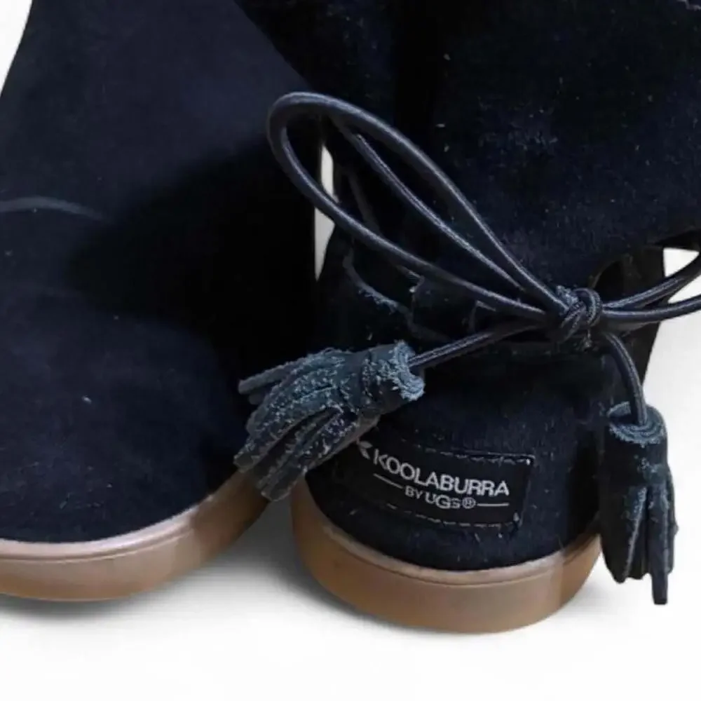 Koolaburra by UGG Skyller Black Suede Boots Tassel Detail